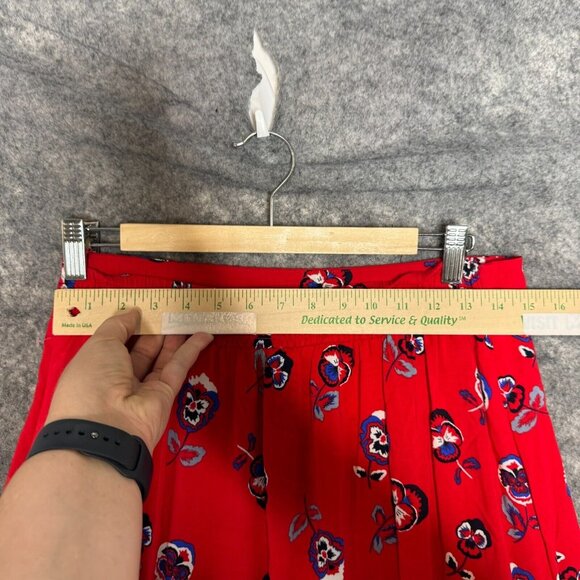 Express Maxi Skirt Womens M Red Maxi High Low Floral Pull On Faux Wrap Boho NEW - Picture 6 of 8